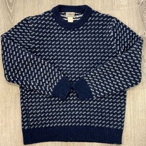 Vintage Men's LL Bean's Classic Ragg Wool Sweater, Crewneck, Bird's-Eye